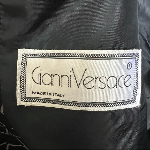 Gianni Versace Vtg Black White Wool Shearling Coat Button Jacket Retro Y2W 10 - Picture 8 of 17